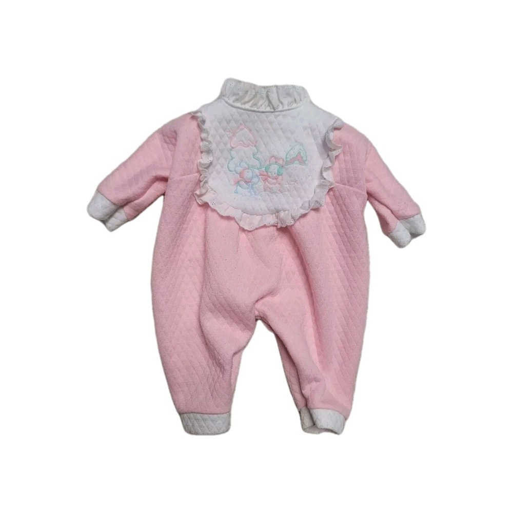 Vintage Girls Romper  One Piece  Newborn Pink LeRoi Bunnies
